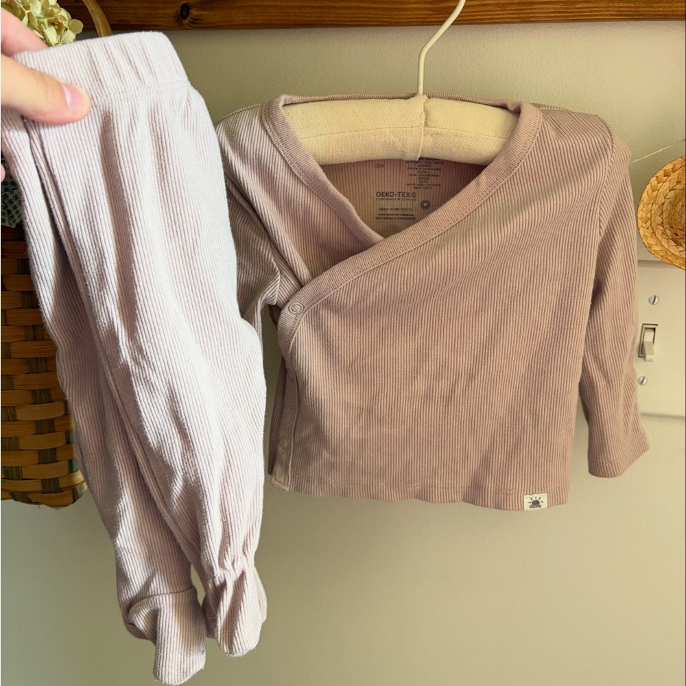 Kids Ribbed Matching Set in Light Purple